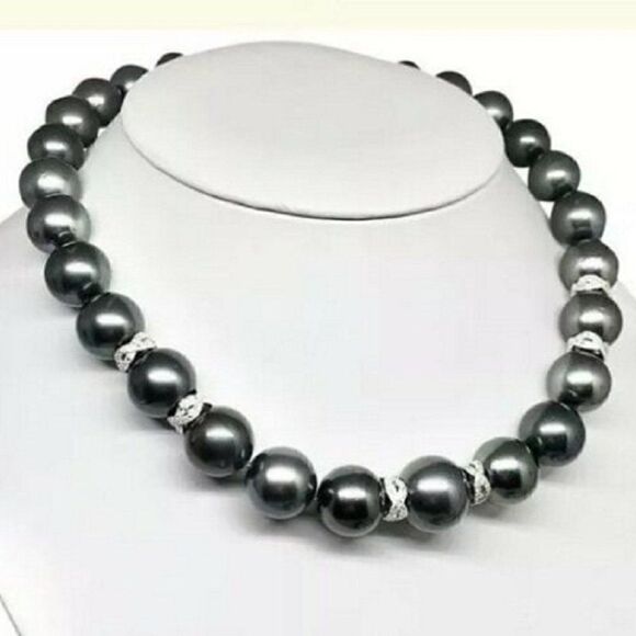 Diamond Tahitian Pearl 14k Gold Necklace 16 mm 16.5" Certified $29,750 914434 - Picture 3 of 11